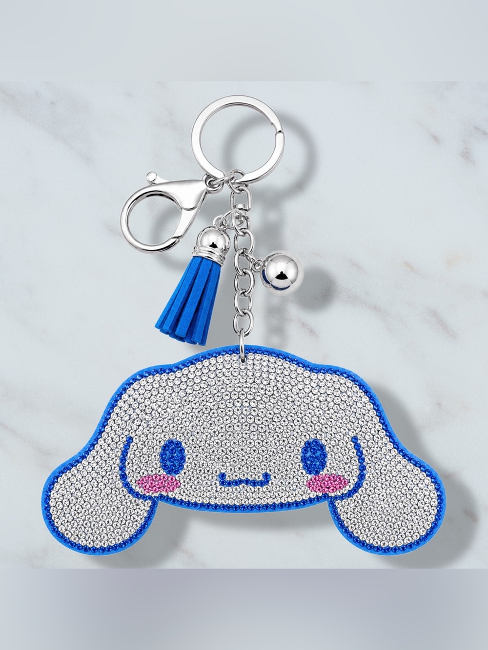Cinnamon Roll Rhinestone Charm Keychain - Picture 1 of 1